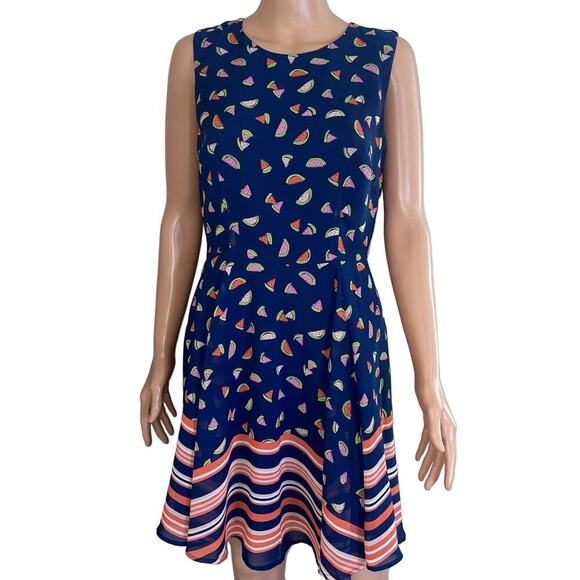 Maison Jules Watermelon Sleeveless Summer A- Line Dress Size M Fit/Flare - Picture 2 of 12